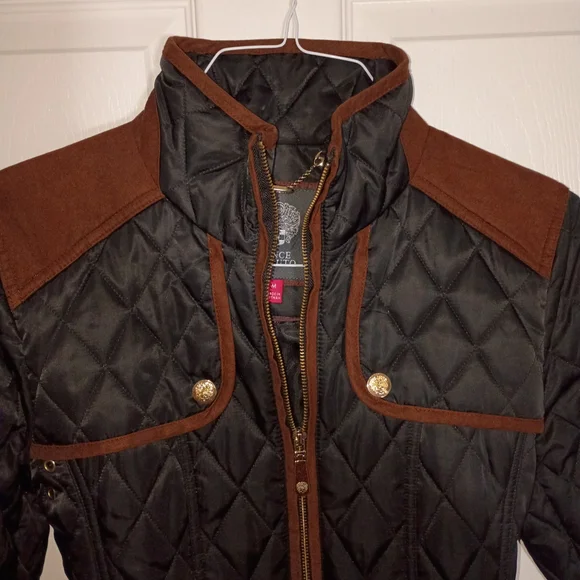 Vince Camuto Black and Brown Quilted Utility Jacket - Picture 2 of 7
